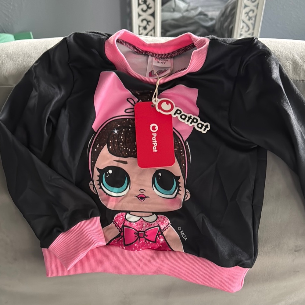 L.O.L. Surprise! Black and Pink Rashguard Swim Top